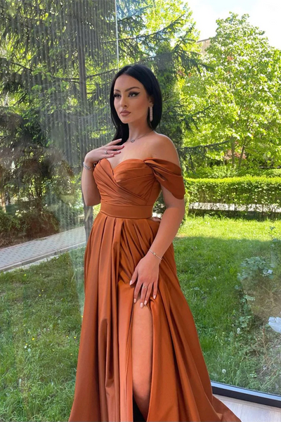 A-line Off Shoulder Long Prom Dresses, Popular Evening Party Dresses, 2023 Long Prom Dresses