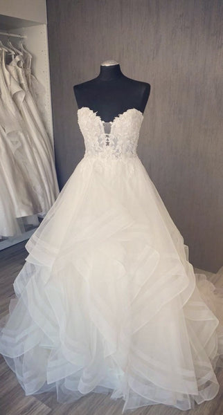 Sweetheart A-line Tulle Wedding Dresses, Popular Lace Wedding Dresses