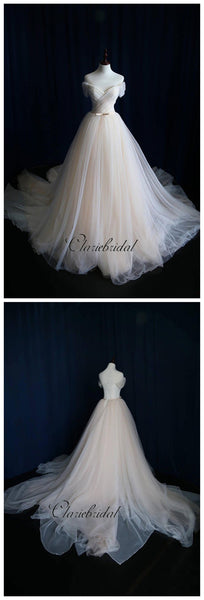 A-line Tulle Wedding Dresses, Custom Design Wedding Dresses, Cheap Bridal Gowns