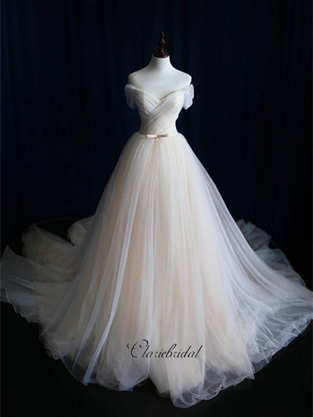 A-line Tulle Wedding Dresses, Custom Design Wedding Dresses, Cheap Bridal Gowns