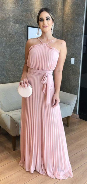 Sleeveless Chiffon Wedding Guest Dresses, 2020 Long Prom Dresses, Bridesmaid Dresses
