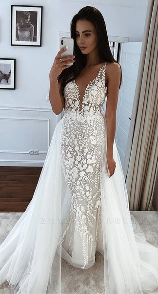 Elegant Lace Popular Wedding Dresses, High Fashion Lace Wedding Dresses