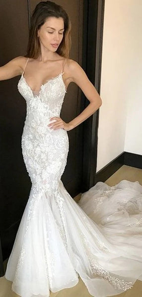 Newest Mermaid Long Wedding Dresses, Popular Lace Wedding Dresses, Bridal Gowns