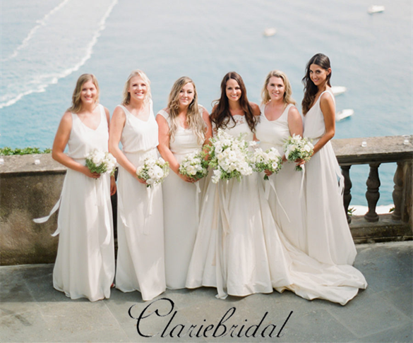 Simple V-neck A-line Jersey Bridesmaid Dresses