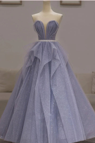 Strapless Long Prom Dresses 2021, Popular Girl Party Dresses, A-line Evening Dresses