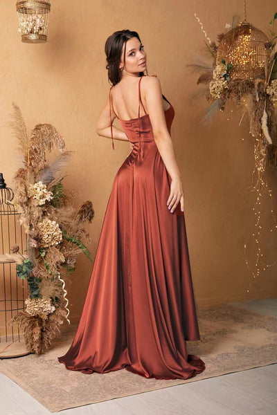 Spaghetti Straps Simple Long Prom Dresses, Side Slit Newest Prom Dresses, 2022 Bridesmaid Dresses