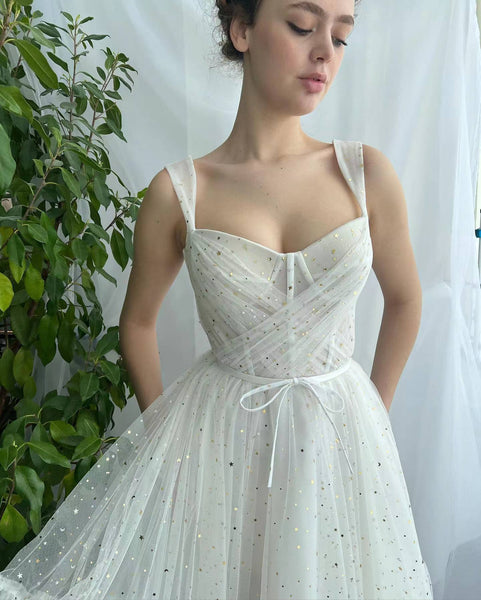 Lovely Gliter Ivory Prom Dresses, Corset Tea Length Prom Dresses, Princess Dresses, Party Dresses, 2022 Prom Dresses