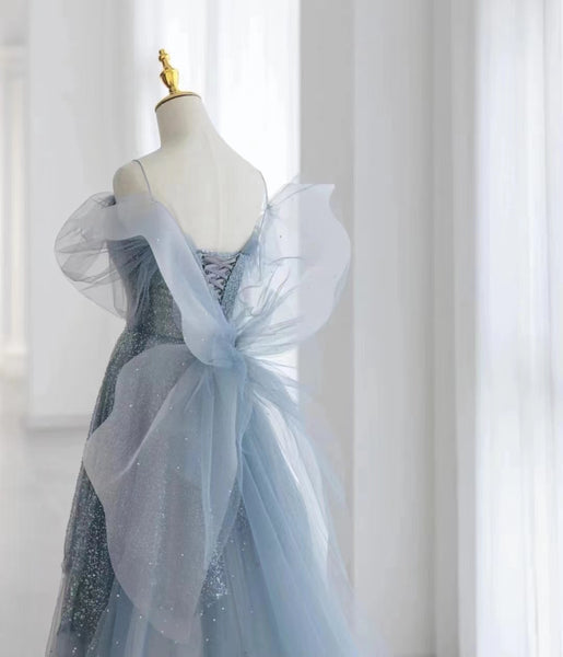 Spaghetti Long A-line Sequin Beaded Long Prom Dresses, Princess Dresses, Formal Dresses, Party Dresses, 2022 Prom Dresses