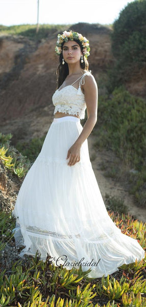 Two Pieces Lace Wedding Dresses, A-line Wedding Dresses, Popular Wedding Dresses