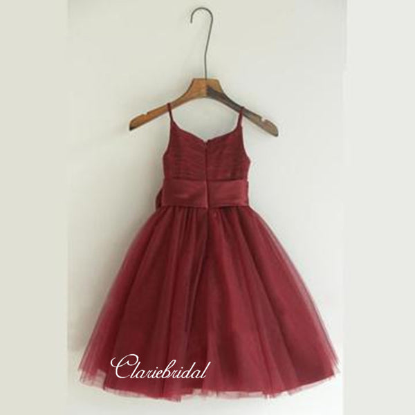 Burgundy Appliques Flower Girl Dresses, Cute Little Girl Dresses