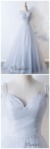 Simple Design A-line Tulle Wedding Dresses, Beaded Wedding Dresses, Fancy Bridal Gowns