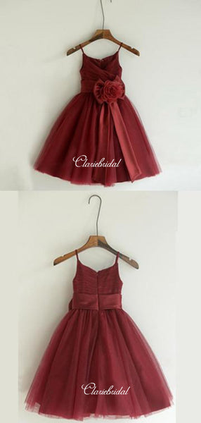 Burgundy Appliques Flower Girl Dresses, Cute Little Girl Dresses