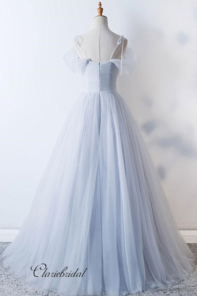 Simple Design A-line Tulle Wedding Dresses, Beaded Wedding Dresses, Fancy Bridal Gowns