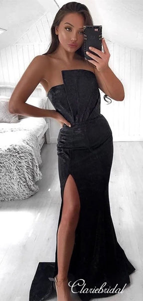 Strapless Mermaid Fashion Long Prom Dresses, Unique Design 2020 Prom Dresses