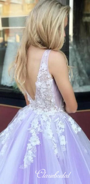 Elegant Appliques Tulle A-line Prom Dresses, Fancy Newest 2020 Prom Dresses