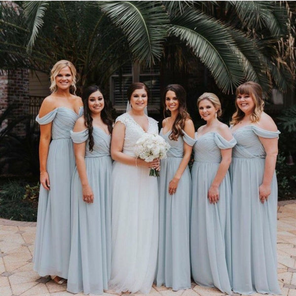 Simple A-line Light Blue Chiffon Bridesmaid Dresses, A-line Bridesmaid Dresses, Popular Bridesmaid Dresses