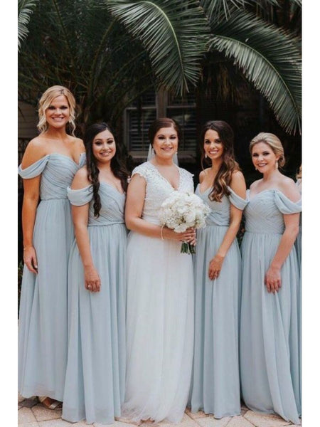 Simple A-line Light Blue Chiffon Bridesmaid Dresses, A-line Bridesmaid Dresses, Popular Bridesmaid Dresses