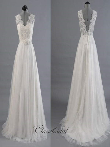 Simple Custom Design V-neck Lace Wedding Dresses, Newest Wedding Dresses