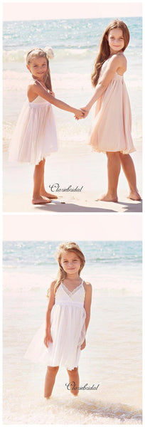 Simple Lace Beach Wedding Flower Girl Dresses