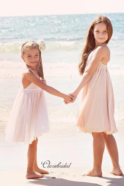 Simple Lace Beach Wedding Flower Girl Dresses