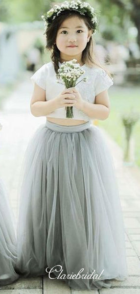 Two Pieces Tulle Flower Girl Dresses, Wedding Little Girl Dresses
