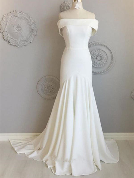 Simple Off The Shoulder Wedding Dresses, Custom Design Wedding Dresses