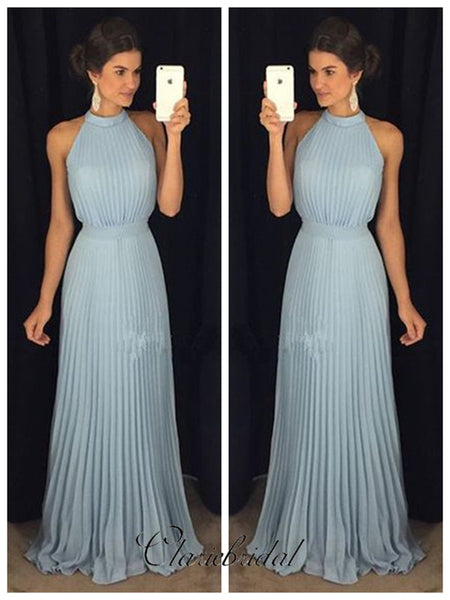Simple Custom Design Prom Dresses, Halter Cheap Long Prom Dresses