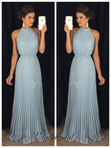 Simple Custom Design Prom Dresses, Halter Cheap Long Prom Dresses