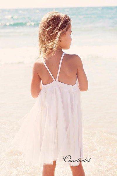 Simple Lace Beach Wedding Flower Girl Dresses