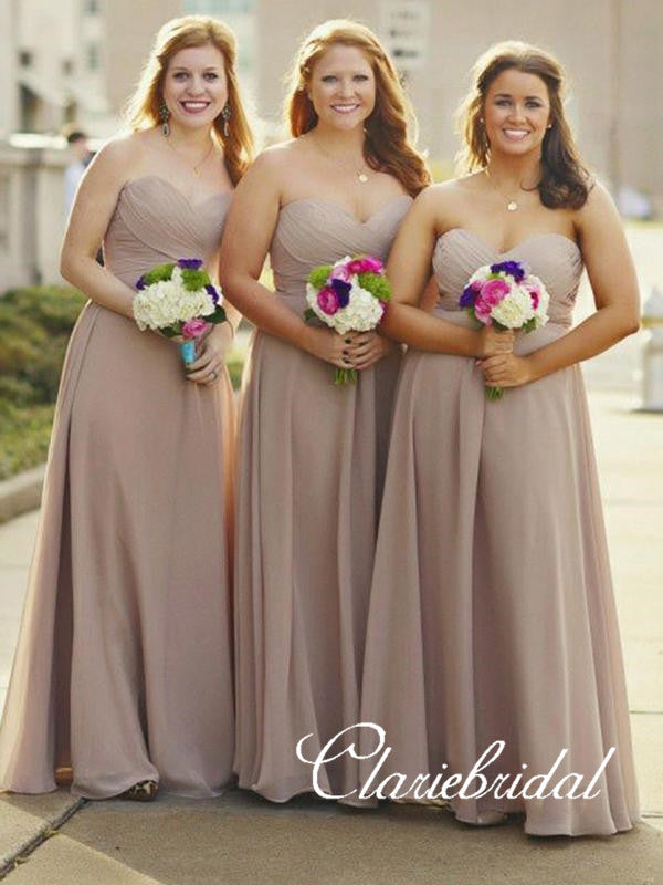 Sweetheart Long A-line Chiffon Bridesmaid Dresses