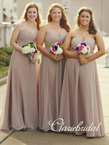 Sweetheart Long A-line Chiffon Bridesmaid Dresses