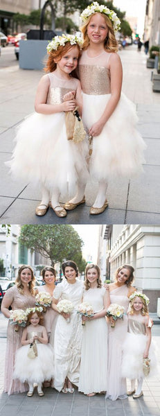 Fluffy Flower Girl Dresses, Sequins Little Girl Wedding Dresses