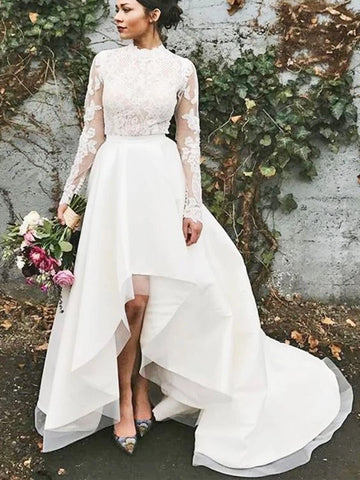 Long Sleeves Lace Wedding Dresses, Popular A-line Wedding Dresses, 2020 Wedding Dresses