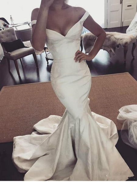 Off The Shoulder Long Wedding Dresses, 2020 Popular Mermaid Wedding Dresses