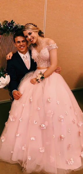 Fahion Two Pieces Long Prom Dresses, Appliques Elegant Prom Dresses, 2020 Newest Prom Dresses