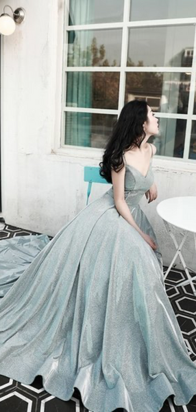 A-line Sparkly Long Prom Dresses, Elegant Prom Dresses, Stylish 2020 Prom Dresses