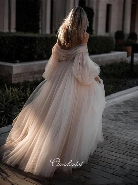 Elegant Long A-line Wedding Dresses, Fancy Wedding Dresses, 2020 Bridal Gowns