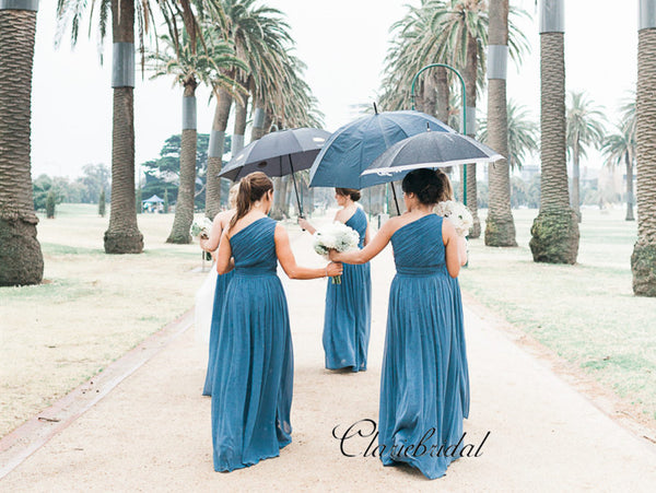 One Shoulder A-line Bridesmaid Dresses, Trendy Wedding Bridesmaid Dresses