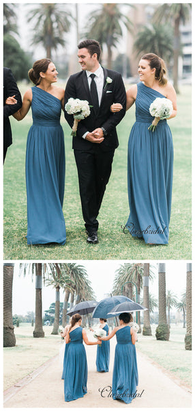 One Shoulder A-line Bridesmaid Dresses, Trendy Wedding Bridesmaid Dresses