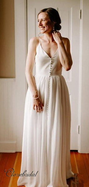 Simple Wedding Dresses, Cheap Wedding Dresses, Spaghetti Straps Wedding Dresses