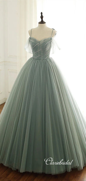 Elegant A-line Wedding Dresses, Simple Tulle Fancy Wedding Dresses