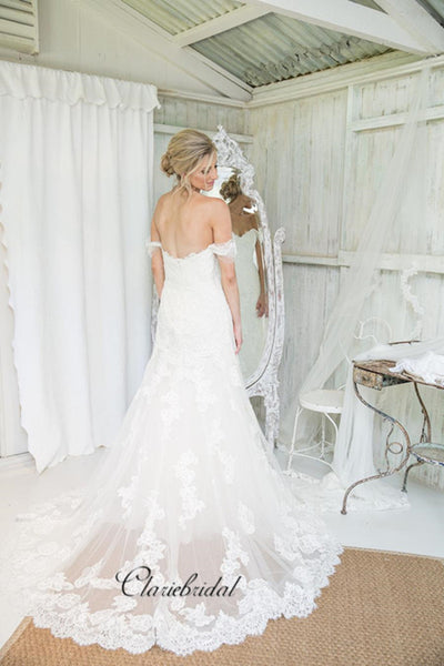 Off The Shoulder Lace Wedding Dresses, New Popular Lace Bridal Gowns