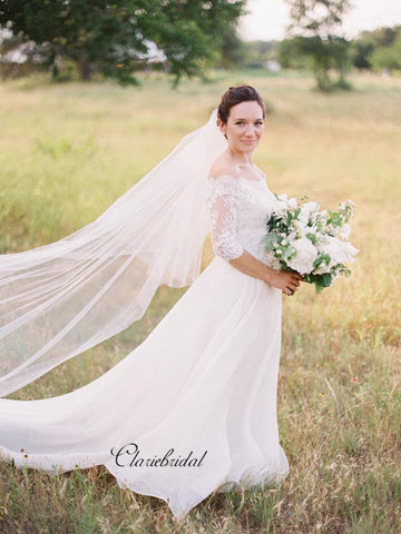 Half Sleeves Lace Wedding Dresses, Off The Shoulder Lace Wedding Dresses