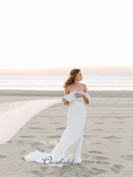 Off The Shoulder Beach Wedding Dresses, Fancy Beaded Bridal Wedding Gowns