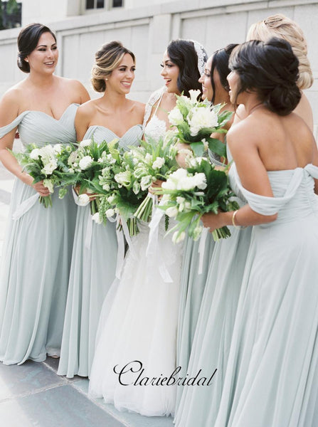 Newest Off The Shoulder Bridesmaid Dresses, A-line Chiffon Bridesmaid Dresses