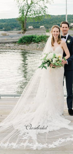 Spaghetti Straps Lace Wedding Dresses, Sexy Open Back Wedding Dresses