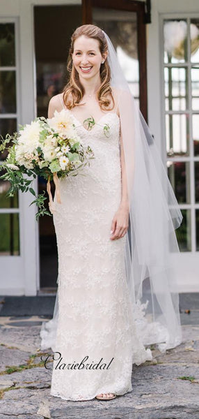 Spaghetti Straps Lace Wedding Dresses, Sexy Open Back Wedding Dresses