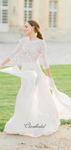 Long Sleeves Elegant Lace Wedding Dresses, Graceful Lace Bridal Gowns