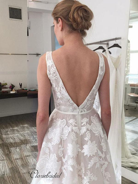 Elegant Appliques Wedding Dresses, Popular A-line Wedding Dresses