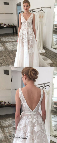 Elegant Appliques Wedding Dresses, Popular A-line Wedding Dresses